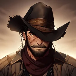 Portrait, bearded, Gunslinger, Cowboy, cowboy hat, serious face, Blood Splatter