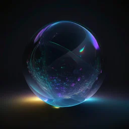 3d holographic sphere shape isolated on infinite dark background, glow, glass effect, 4k.