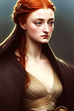 little pretty girl sansa stark, intricate, elegant, highly detailed, digital painting, artstation, concept art, smooth, sharp focus, illustration, art by artgerm and greg rutkowski and alphonse mucha and william - adolphe bouguereau