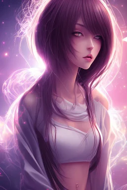 Beautiful Anime girl close and personal in warm abstract background