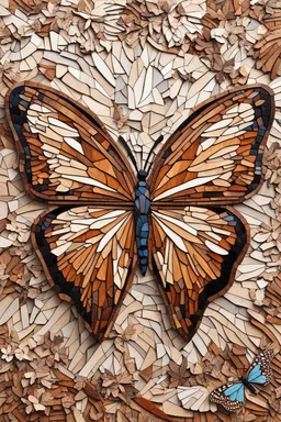 very beautiful butterfly wood mosaic