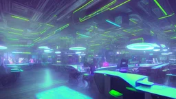 cybercafe with neon lights