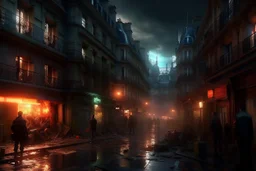 4k full realism full details cyberpunk paris en feu zombies