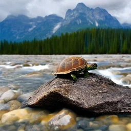 turtle and mountain river