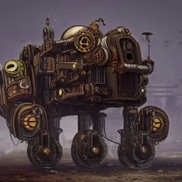 steampunk mech in mining debris