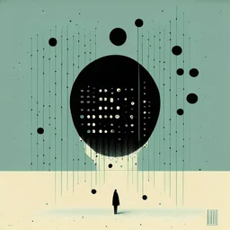 Surreal nightmare residual impact test, abstract surrealism, by Alessandro Gottardo and Adolph Gottlieb, mind-bending illustration; album cover art, asymmetric, Braille code characters