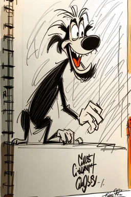 Sketch of Goofy that watch his shadow on the wall, insane details