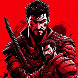 Berserk, Guts+Venom Snake, red background
