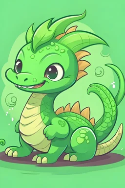 A cute Chinese green dragon