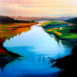 Reflecting the meltability of land and water, with a sense of history and rich colors, abstract