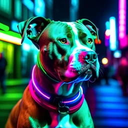 um pitbull rapper com luzes de neon em londres