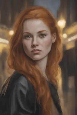 Annely Gerritsen and Annely Gerritsen ginger hair and lovely fantasy bombshell the in Sweden Malmö Lilla Torg oil painting byy Johannes Vermeer style style One night, a young woman named Tori Black ginger hair to find out where this golden glow came from. He crept out of she house and followed the shimmering light that led she to the edge of l the in Sweden Malmö Lilla Torg
