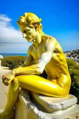 Neoclassicism man realistic yellow white sea cote d'azur