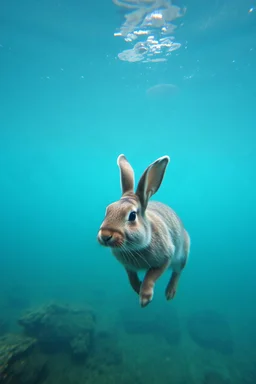 The sea with a rabbit underwater