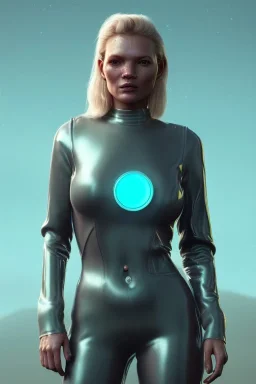 Ultra Realistic retro sci-fi scene, waist up view portrait, blonde woman, sweet young Kate moss face, perfect iris, glow eyes, makeup. Saturn background, Retro sci-fi style, helmet, tight latex coat, fog, rain, soft color, highly detailed, unreal engine 5, ray tracing, RTX, lumen lighting, ultra detail, volumetric lighting, 3d, finely drawn, high definition, high resolution.