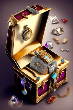 treasure chest full of diamonds jewellery and gemstones