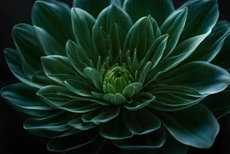 A mesmerizing depiction of dark green botanic organ mutation, inside translucent bulging glass petals. This exquisite image, possibly a painting or digital artwork, captures the complexity and elegance of this bizarre subject.the external presentation is a light blue beautiful and fragile pretty opacity, but inside is a horror muatation of botanical ecco sexual evolution. Every intricate detail is meticulously rendered, showcasing the strangeness and beauty in this strangely captivating world. T