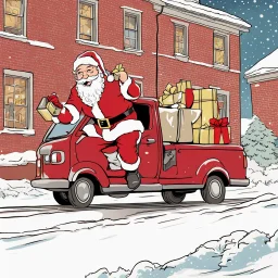 Santa Claus attempting to deliver presents to Taylor Swift