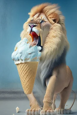 lion eating ice cream