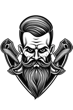 Logo, men's Barber ,scissors, skeleton, beard, mustache