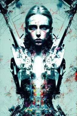 Abstract Yoji Shinkawa, neon tones,Danish singer MØ face,