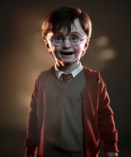 Harry potter toddler, full body, dramatic lighting, hyper realistic