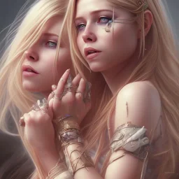 close up portrait painting of Avril lavigne, ultra realistic, concept art, intricate details, serious, highly detailed, photorealistic, octane render, 8 k, unreal engine. art by artgerm and greg rutkowski and alphonse mucha