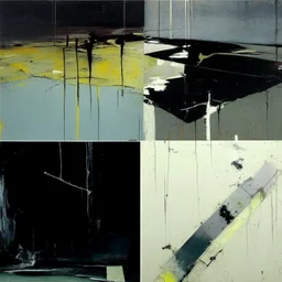 Minimal abstract oil paintings desolate 1960s carpark concrete fragments and naked bodies. style of Justin Mortimer and Francis Bacon. road markings.