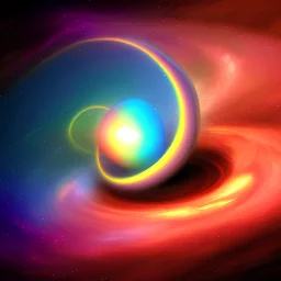  a wave of rainbow around the planets in the galaxy black hole