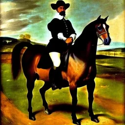 portrait of a horse riding by Diego Velázquez style