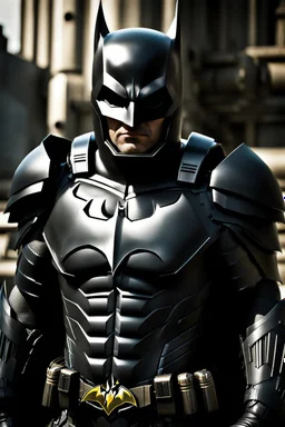 Batman in futuristic power armor, photograph