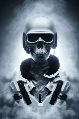 All Black American soldier, high tech skull special forces helmet, navy seals soldier, white smoke, dark, rage, sorrow, high definition, ultra 8 k, volumetric lighting, blue fire, fog