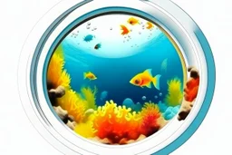 white,background,looking,through,a hole,or,window,,a,seeing,tropical,fish