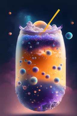 celestial cosmic boba bubble tea drink in fantasy universe