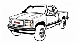 redraw this image of a 1992 GMC sierra 2500 with extended cab, line art with improved quality
