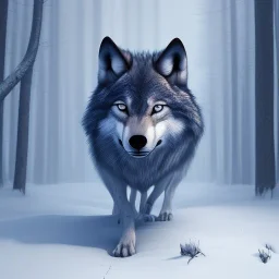 wolf, blue, cinematic lighting, sharp focus, hyperrealism, 8K, masterpiece, expert