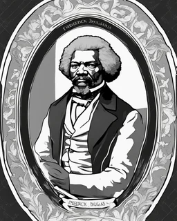 Outline art for coloring pages with Frederick douglass, white background, sketch style, only use black outline, white background, no shadows and well and clear outline