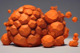 a bunch of orange objects that are on a white surface, an ambient occlusion render by Keos Masons, trending on zbrush central, generative art, biomorphic, rendered in cinema4d, zbrush