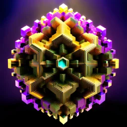 a mandelbulb 3d fractal made of metallic random color cubes a pertty artistc background