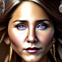 woolitize, Jennifer Aniston, rusty metal, feathers, Dryad, fae, sidhe, ominous, nature, plants, wildflower, facepaint, dnd character portrait, intricate, oil on canvas, masterpiece, expert, insanely detailed, 4k resolution, retroanime style, cute big circular reflective eyes, Pixar render, unreal engine cinematic smooth, intricate detail , soft smooth lighting, soft pastel colors