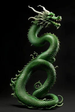 tall green elegant chinese dragon chasing the pearl and soaring through the air without wings