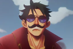 luffy with sunglasses and mustaches