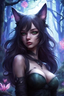 CAT GIRL, FANTASY, FORESTY