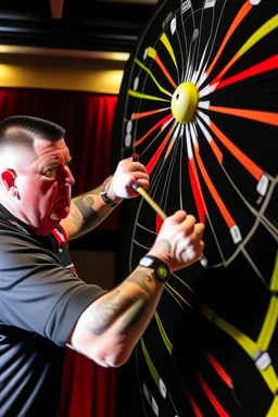 A gary anderson shoot darts on a bristolboard