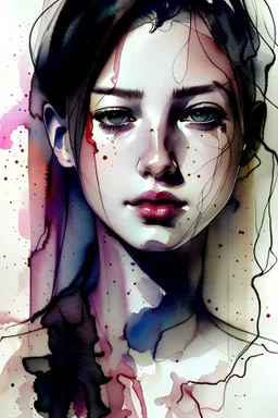 watercolor sketch by <agnes cecile> inks,women,painting, black,body