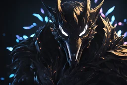 Grendel venom in 8k solo leveling shadow artstyle, white fox them, close picture, rain, neon lights, intricate details, highly detailed, high details, detailed portrait, masterpiece,ultra detailed, ultra quality