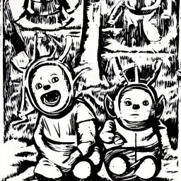 The Teletubbies Massacre, woodcut