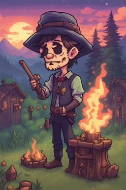 A man cursed by a witch's curse, stardew, valley style
