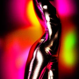 A 1990s or early 2000s magazine photoshoot. Neon blob, metallic spikes, ethereal. Extremely detailed, HD photography, high quality, stylized, dramatic, high contrast, high exposure.