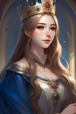 An extremely beautiful princess, portrait, semi realism, anime female protagonist, book cover, looking cool and gorgeous, full view, royal attire